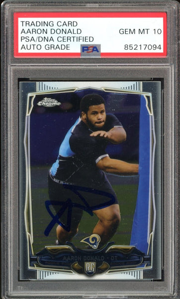 2014 Topps Chrome #175 Aaron Donald RC Rams PSA/DNA Auto Grade GEM MINT 10