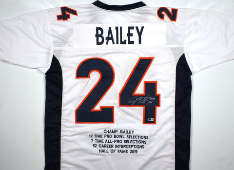 Champ Bailey Autographed White Pro Style Stat Jersey - Beckett W Hologram