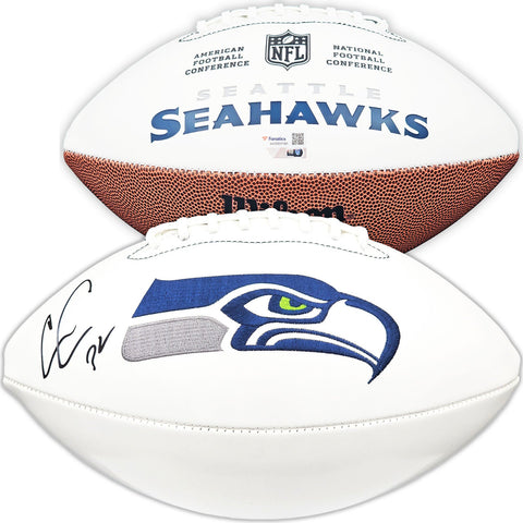 CHRIS CARSON AUTOGRAPHED SEAHAWKS WHITE LOGO FOOTBALL FANATICS HOLO 215882