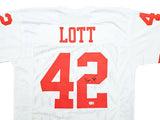 SAN FRANCISCO 49ERS RONNIE LOTT AUTOGRAPHED WHITE JERSEY BECKETT WITNESS 214998