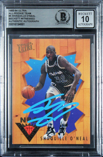 Magic Shaquille O'Neal Signed 1993 Ultra AR Team #5 Card Auto 10! BAS Slabbed