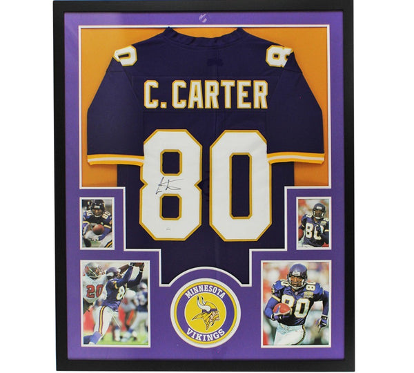 Cris Carter Signed Minnesota Vikings Framed Purple Jersey