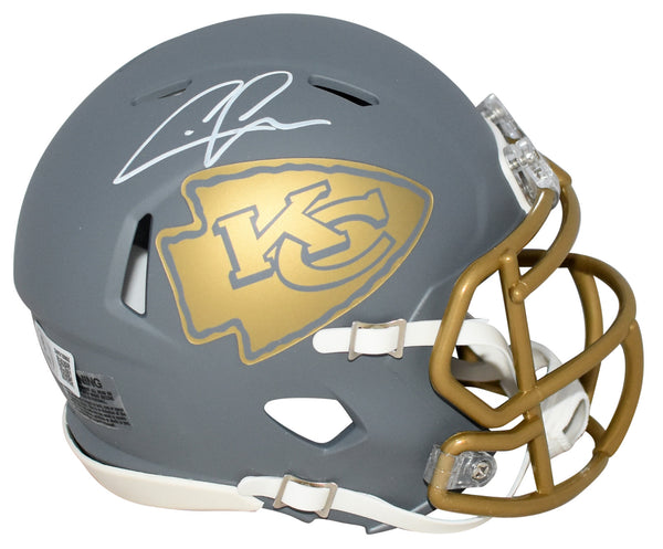 CHRIS JONES SIGNED KANSAS CITY CHIEFS SLATE SPEED MINI HELMET BECKETT