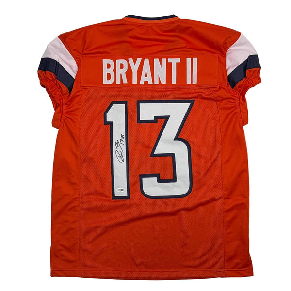 Autographed/Signed Pat Bryant II Denver Orange Pro Cut Football Jersey JSA COA