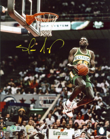 Sonics Shawn Kemp Authentic Signed 11x14 Vertical Dunk Photo BAS Witnessed
