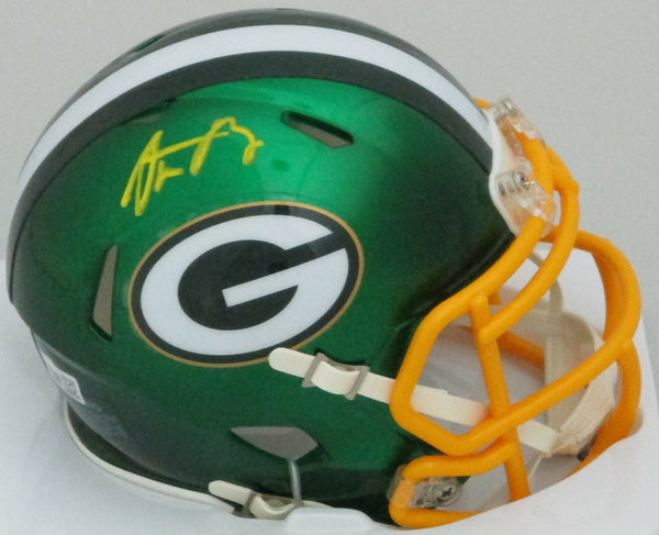 Packers MVP AARON RODGERS Signed Riddell FLASH Mini Helmet AUTO - Fanatics