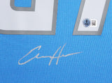 Lions Aidan Hutchinson Signed Blue Nike Game Framed Jersey w/ Silver Sig BAS Wit