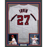 Framed Autographed/Signed Jake Irvin 35x39 Washington White Jersey JSA COA
