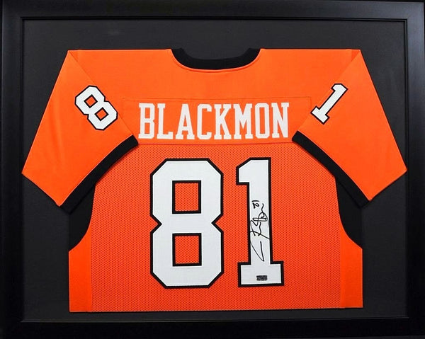 JUSTIN BLACKMON SIGNED OKLAHOMA STATE COWBOYS #81 ORANGE FRAMED JERSEY COA