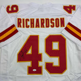 Autographed/Signed Tony Richardson Kansas City White Football Jersey JSA COA
