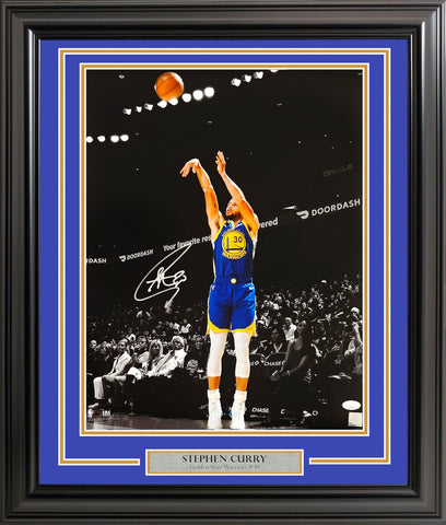 STEPHEN CURRY AUTOGRAPHED FRAMED 16X20 PHOTO WARRIORS SHOOTING JSA 221122