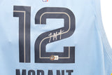 Ja Morant Autographed Memphis Grizzlies Light Blue Jersey Nike Beckett 40797