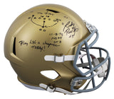 ND Rudy Ruettiger Signed F/S Speed Rep Helmet w/ Hand Drawn Play W/ Case BAS W 2