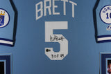 George Brett Signed Kansas City Royals Majestic Blue Framed Jersey HOF Beckett