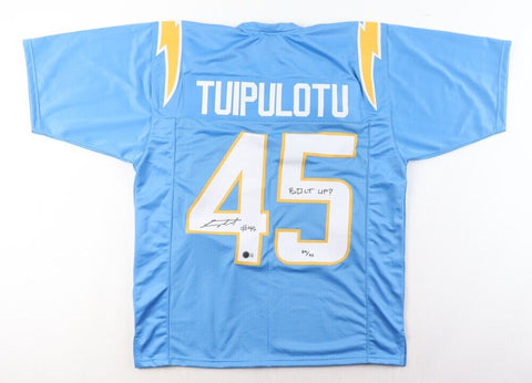 Tuli Tuipulotu Signed San Diego Chargers Jersey (Beckett) 2023 2nd Round Pick LB