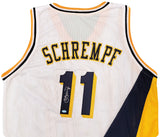 INDIANA PACERS DETLEF SCHREMPF AUTOGRAPHED WHITE JERSEY MCS HOLO STOCK #202424