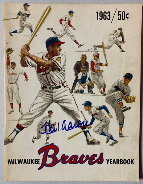 Braves Henry HANK AARON Signed 1963 Official Milw Yearbook Program Magazine JSA