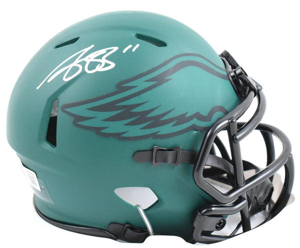 AJ Brown Autographed Philadelphia Eagles Rave Speed Mini Helmet - Beckett W Holo