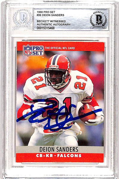 Deion Sanders Signed 1990 Pro Set #36 Trading Card Beckett 42660