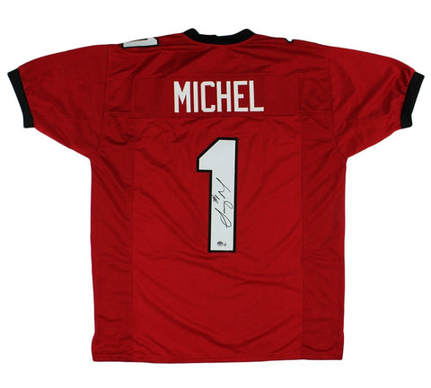 Sony Michel Signed Georgia Red Custom Jersey