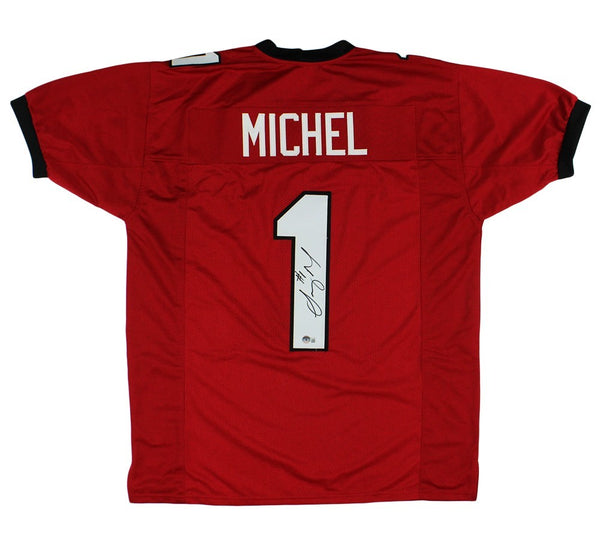 Sony Michel Signed Georgia Red Custom Jersey