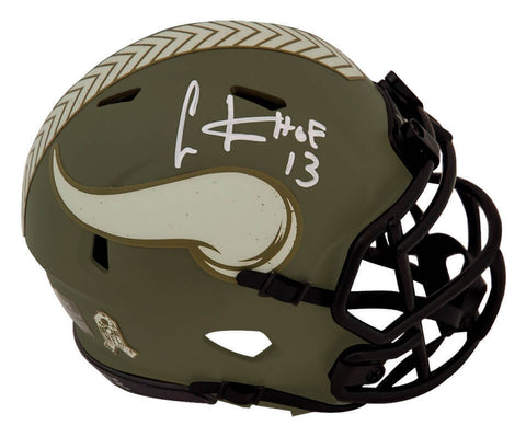 Cris Carter Signed Vikings SALUTE Riddell Mini Helmet w/HOF'13 - (SCHWARTZ COA)