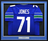 SEATTLE SEAHAWKS WALTER JONES AUTOGRAPHED FRAMED BLUE JERSEY MCS HOLO 214100