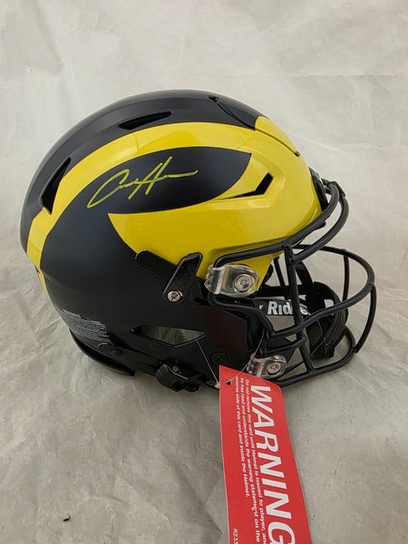 AIDAN HUTCHINSON SIGNED MICHIGAN WOLVERINES F/S SPEEDFLEX HELMET BECKETT QR