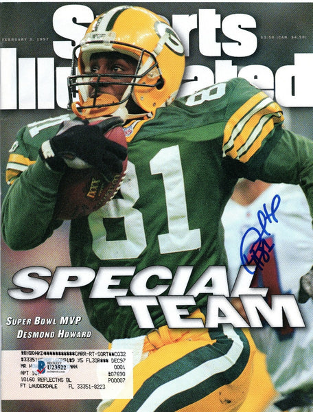 Desmond Howard Autographed Green Bay Packers Sports Illustrated 2/3/97 Beckett
