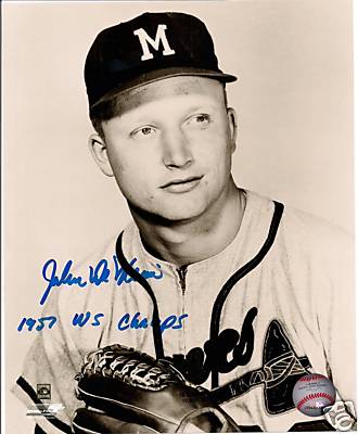 MIlwaukee Braves JOHN DeMERIT Signed Photo #1 AUTO w/ '57 WS CHAMPS