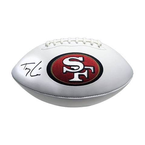 Trey Lance Autographed 49ers Logo Leather Football - BAS Beckett Authentication