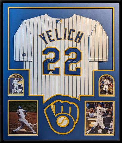 CUSTOM FRAMED MILWAUKEE BREWERS CHRISTIAN YELICH AUTOGRAPHED JERSEY JSA COA