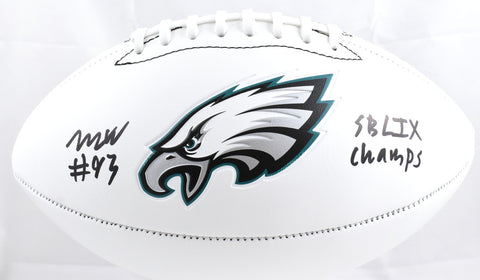 Milton Williams Autographed Eagles Logo Football SB Champs - Beckett W Hologram
