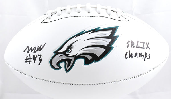 Milton Williams Autographed Eagles Logo Football SB Champs - Beckett W Hologram