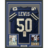 FRAMED Autographed/Signed DD D.D. LEWIS 33x42 Dallas Blue Jersey JSA COA Auto