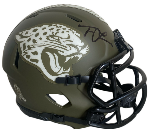TREVOR LAWRENCE Autographed Jaguars Salute To Service Mini Helmet FANATICS