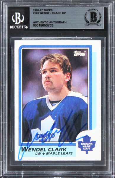 Maple Leafs Wendel Clark Authentic Signed 1986 Topps #149 Card BAS Slabbed