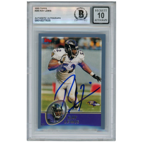 Ray Lewis Autographed/Signed 2003 Topps #265 Trading Card Beckett 52928