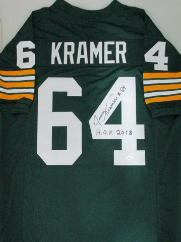 Packers Hall of Famer JERRY KRAMER Signed Custom Replica Jersey AUTO w/ HOF JSA