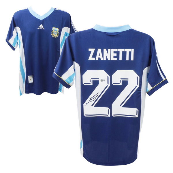 Javier Zanetti Signed Argentina FC Away Soccer Jersey #22 with Beckett COA