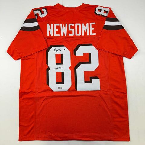 Autographed/Signed Ozzie Newsome Cleveland Football Orange Jersey BAS COA Holo
