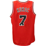 Toni Kukoc Autographed/Signed Pro Style Red Jersey HOF TRI 43519