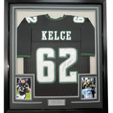 FRAMED Autographed/Signed JASON KELCE 33x42 Philadelphia Black Jersey PSA COA