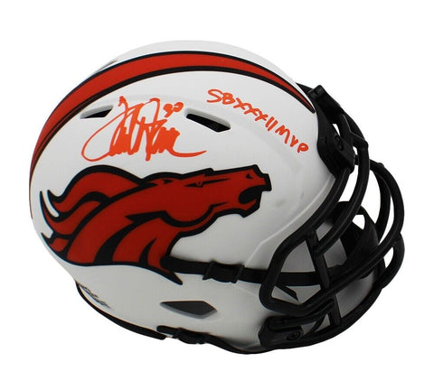 Terrell Davis Signed Denver Broncos Speed Lunar Mini Helmet with "SB XXXII MVP"