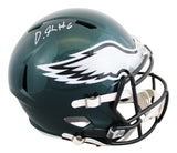 Eagles DeVonta Smith Signed Full Size Speed Rep Helmet W/ Case BAS Witnessed