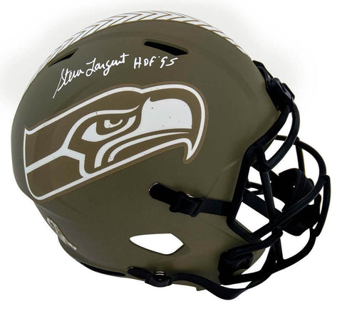 Steve Largent Signed Seahawks SALUTE Riddell F/S Rep Helmet w/HOF'95 - (SS COA)