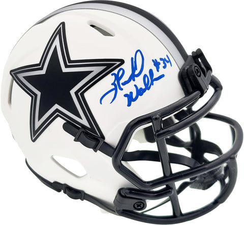 Herschel Walker Signed Cowboys Lunar Eclipse White Speed Mini Helmet Beckett
