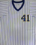 Brewers 82 AL Champ JIM SLATON Signed Custom Replica Pinstripe Jersey AUTO - JSA