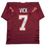 Autographed/Signed MICHAEL MIKE VICK Virginia Tech Maroon Jersey PSA COA