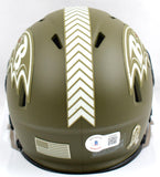 Ed Reed Signed Ravens Salute to Service Speed Mini Helmet - Beckett W Hologram